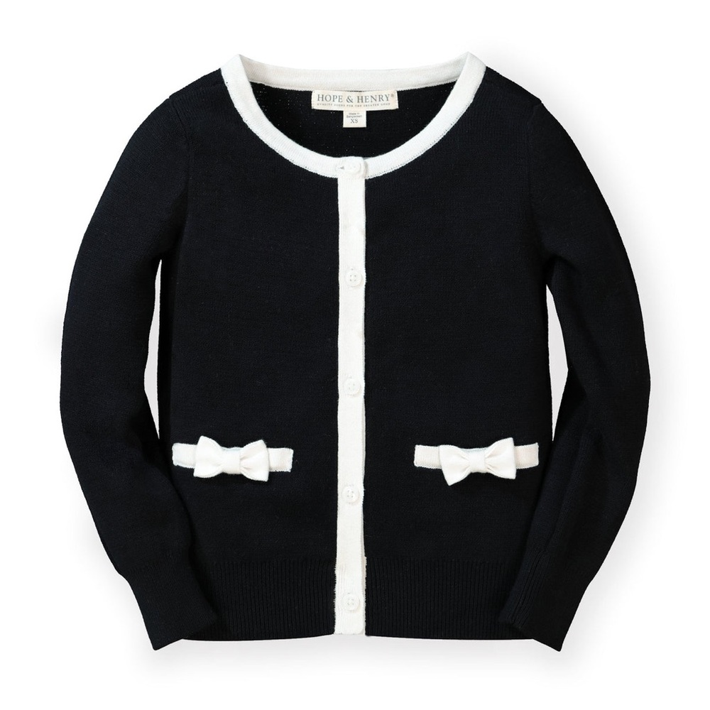 Bow Pocket Black Cardigan Hope & Henry Baby size 18-24 months